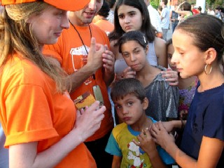 Team members shared the gospel using the E-Cube