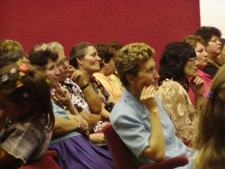 Women of Calarasi listen as Julie shares