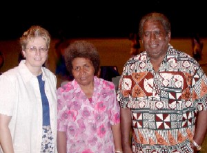 Julie with Margaret and Sir Peter Kenilorea, Speaker of the House and First P.M. of the Solomon Islands