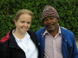 Christina with Frank, a deaf man who was healed